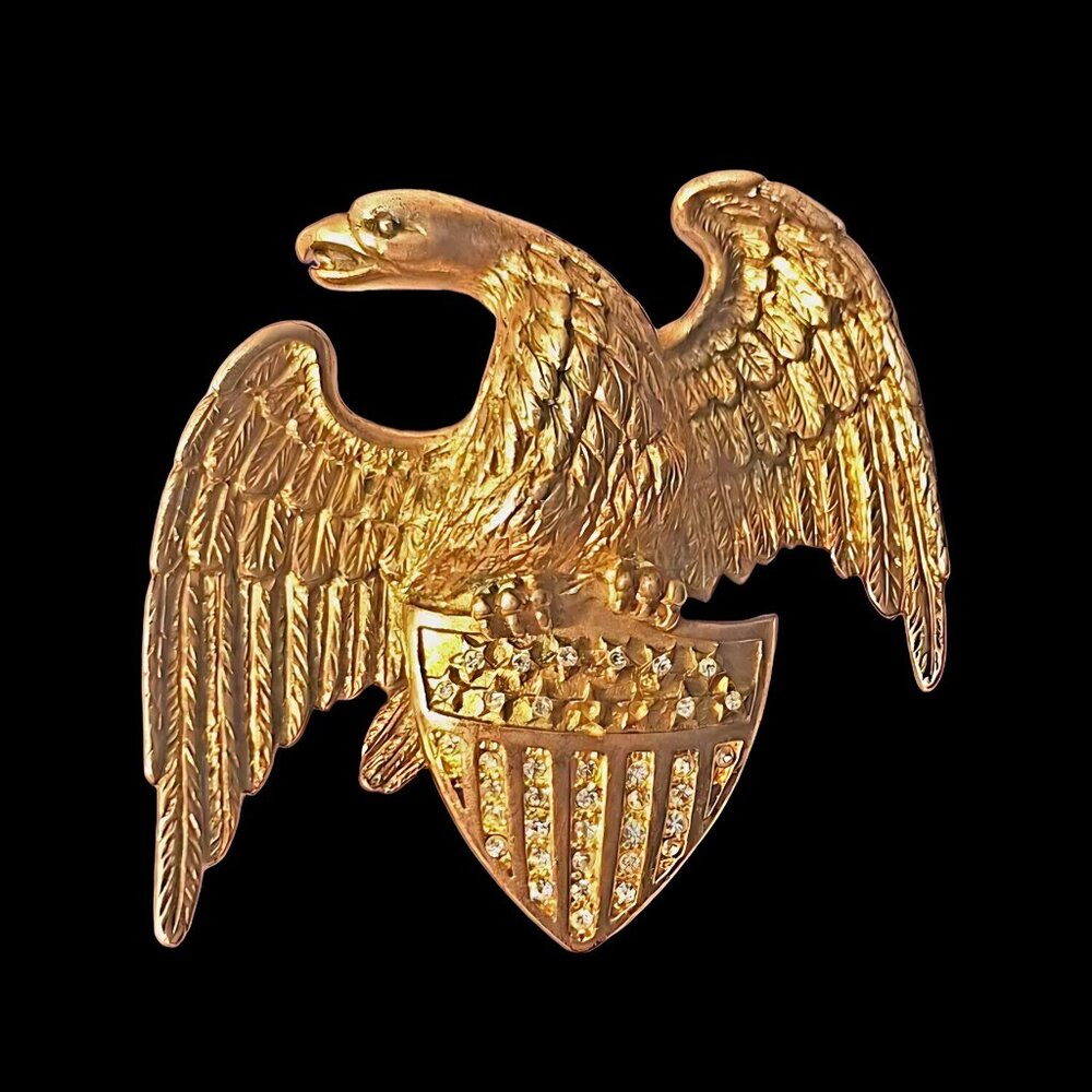 Rare MMA Metropolitan Museum Art Gold Plated Swarovski Crystal Eagle Pin Brooch